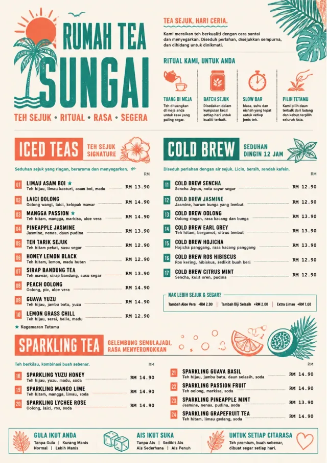 Tropical Refresh tea-menu menu template preview