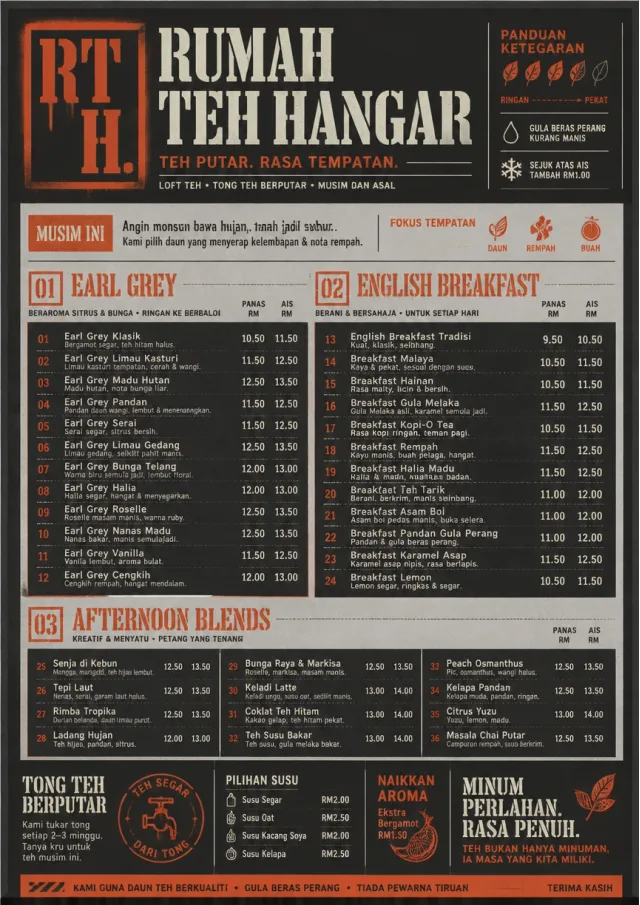 Industrial Craft tea-menu menu template preview