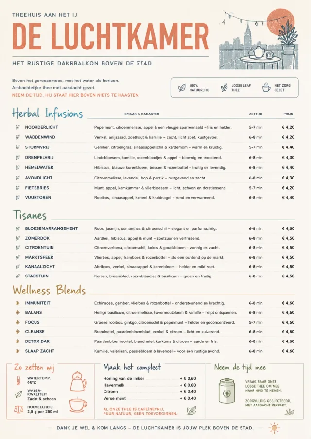 Modern Minimal Pour tea-menu menu template preview