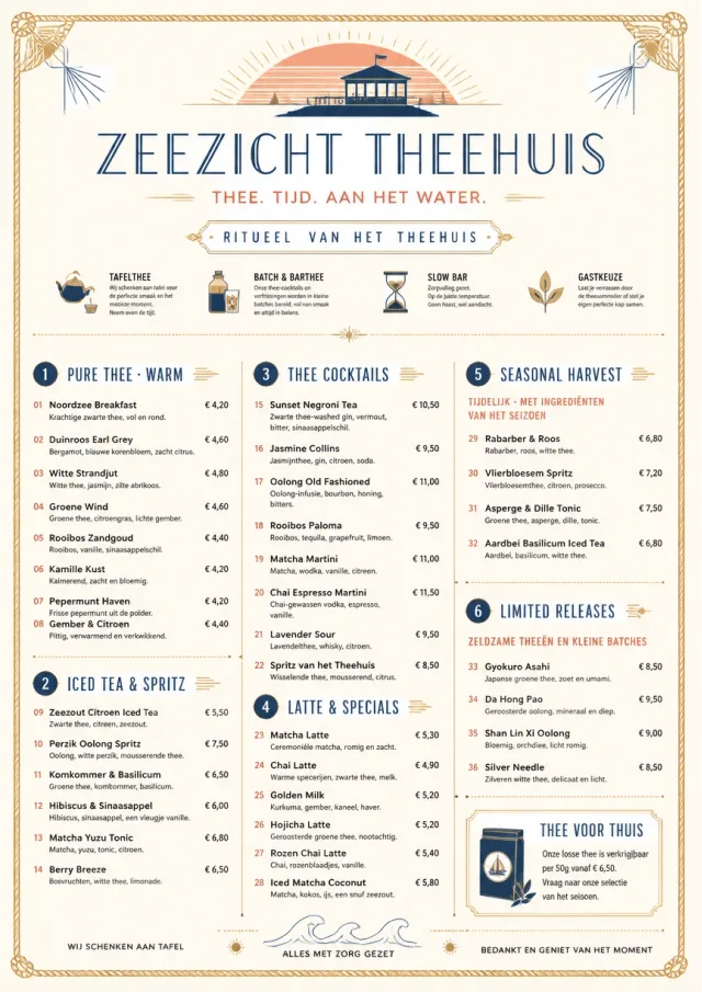 Coastal Sunset tea-menu menu template preview