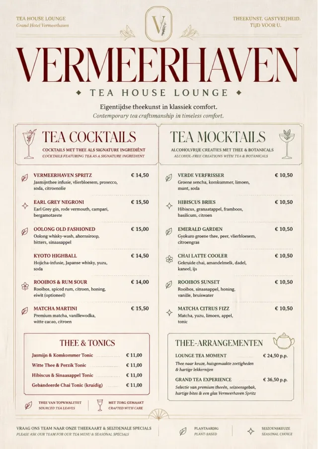 Luxury Hotel Lounge tea-menu menu template preview
