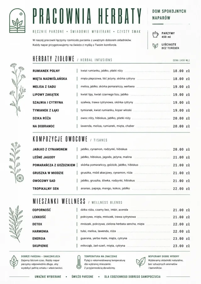 Modern Minimal Pour tea-menu menu template preview