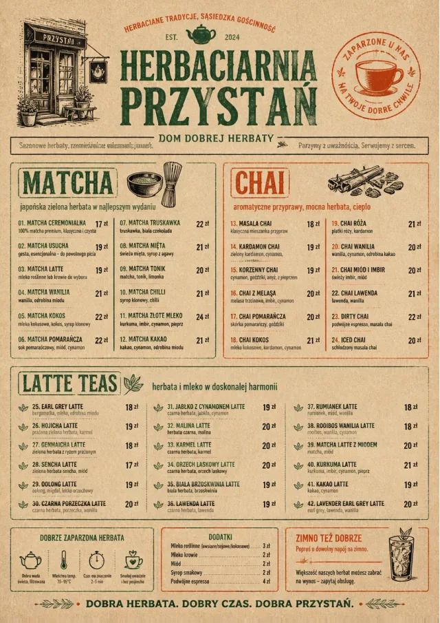 Heritage Taproom tea-menu menu template preview