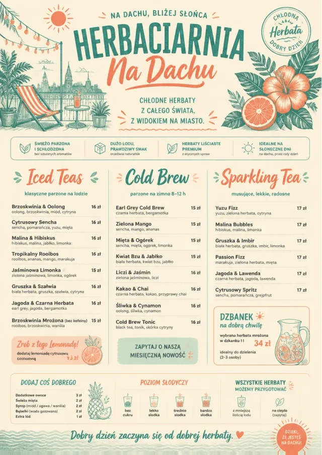 Tropical Refresh tea-menu menu template preview