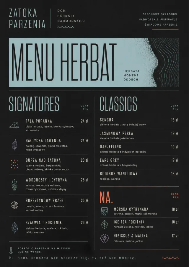 Mono Bar Minimal tea-menu menu template preview