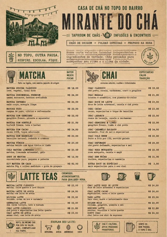 Heritage Taproom tea-menu menu template preview