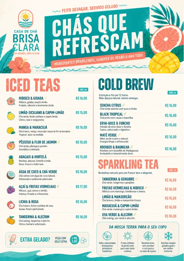 Tropical Refresh tea-menu menu template preview