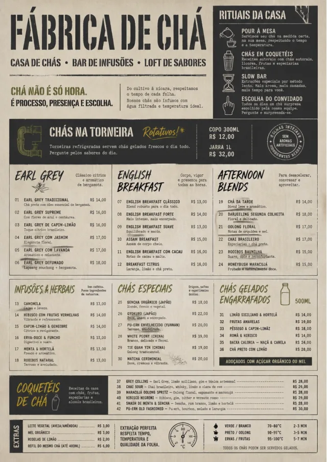 Industrial Craft tea-menu menu template preview