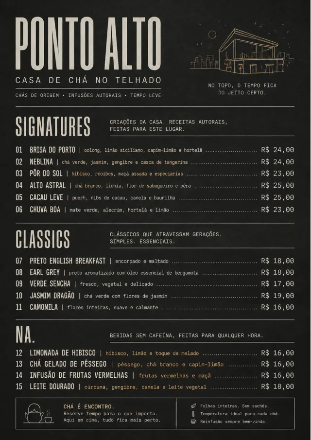 Mono Bar Minimal tea-menu menu template preview