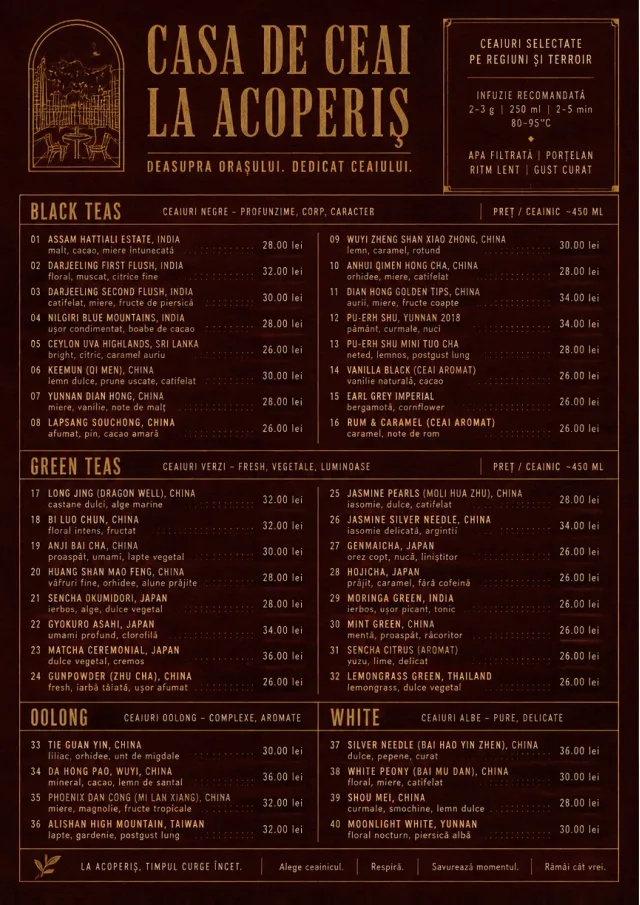 Editorial Cellar tea-menu menu template preview