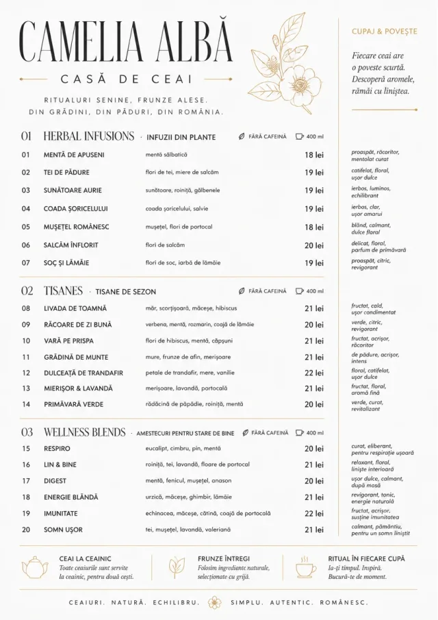 Modern Minimal Pour tea-menu menu template preview