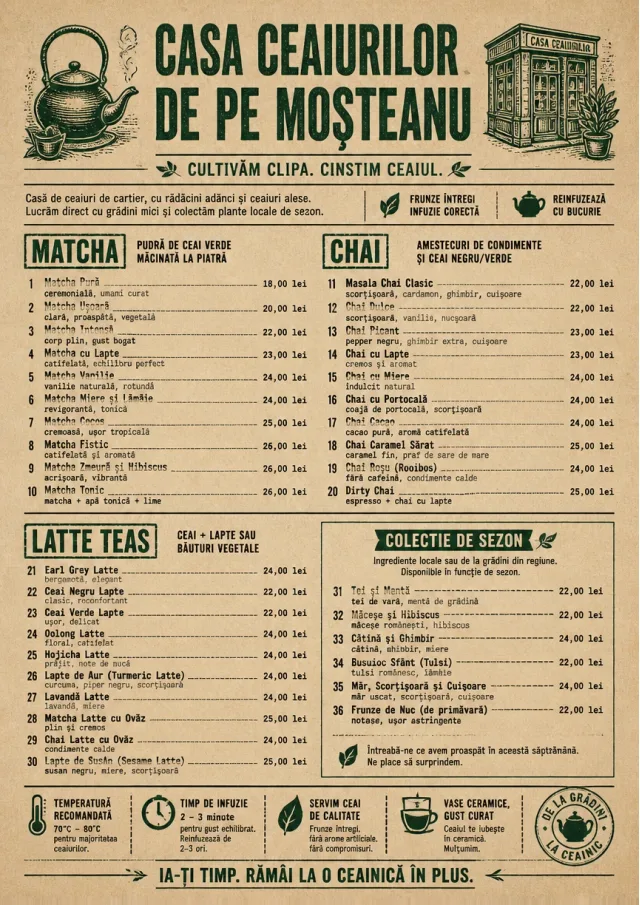 Heritage Taproom tea-menu menu template preview