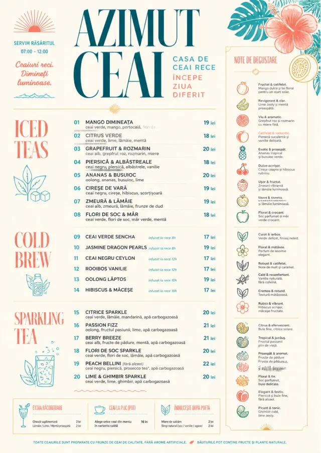 Tropical Refresh tea-menu menu template preview