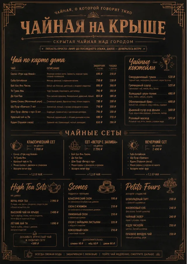 Speakeasy Spirits tea-menu menu template preview