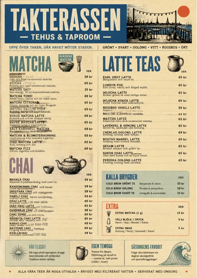 Heritage Taproom tea-menu menu template preview