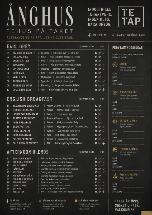 Industrial Craft tea-menu menu template preview