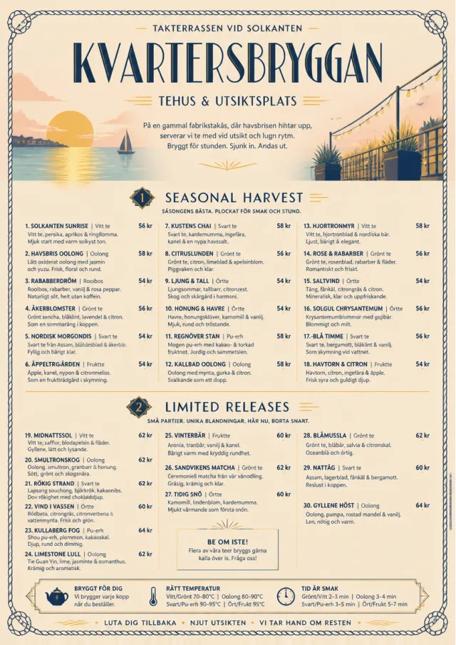 Coastal Sunset tea-menu menu template preview