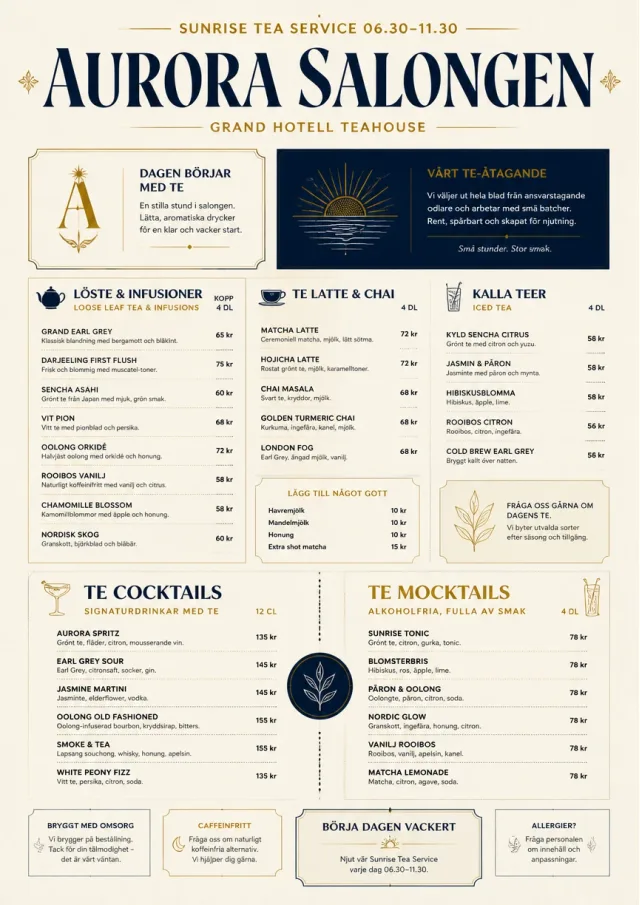 Luxury Hotel Lounge tea-menu menu template preview