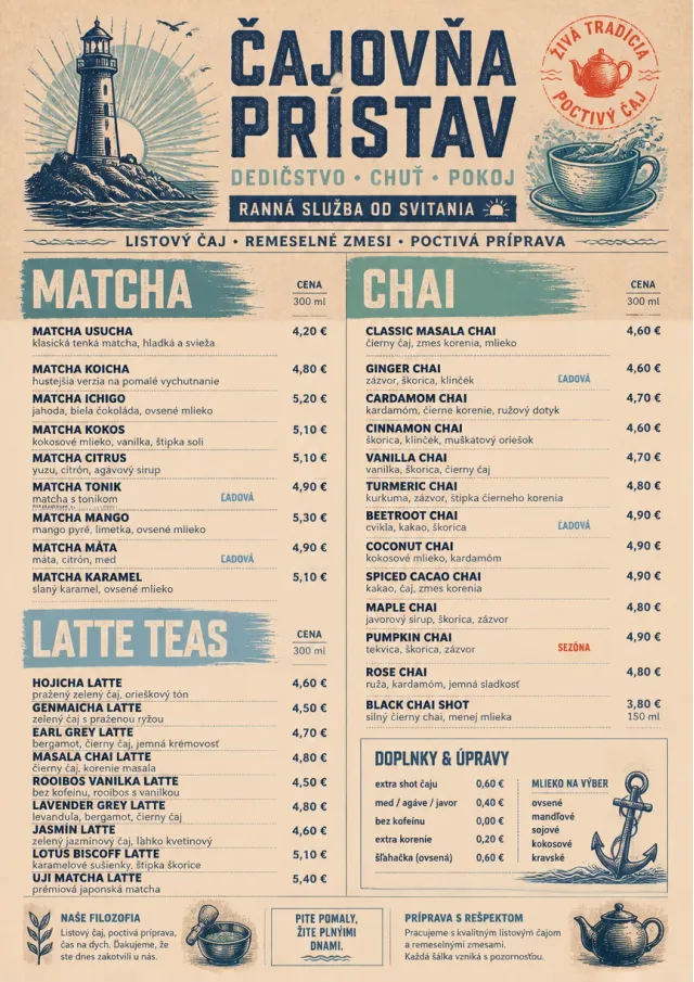 Heritage Taproom tea-menu menu template preview