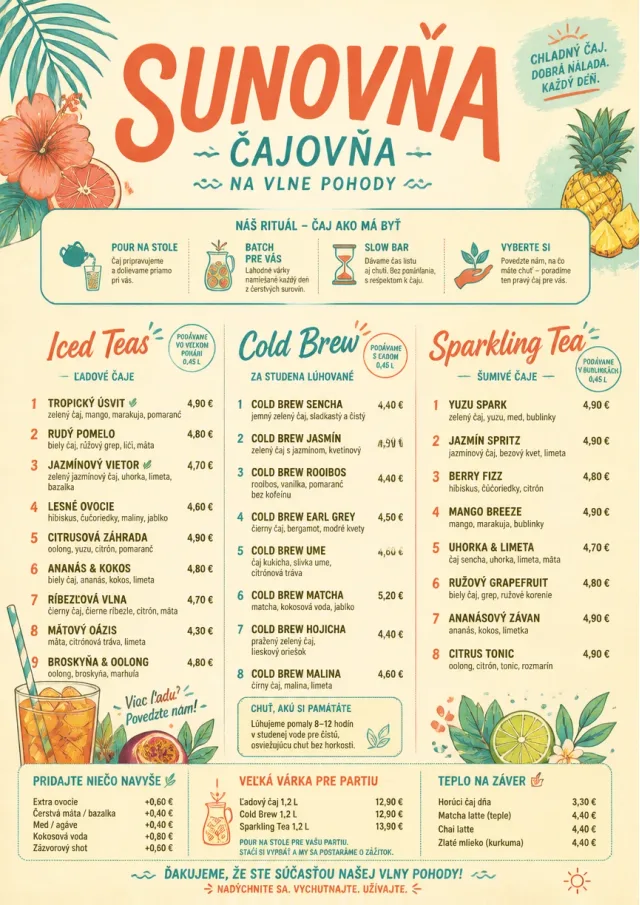 Tropical Refresh tea-menu menu template preview