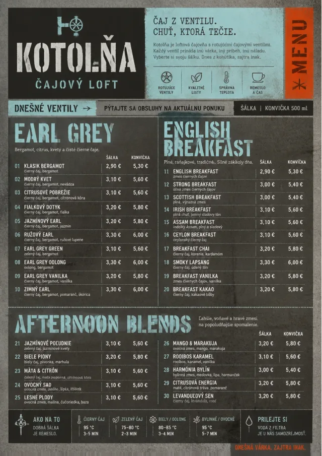 Industrial Craft tea-menu menu template preview