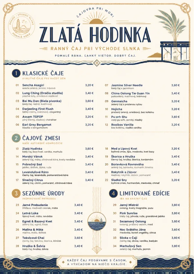 Coastal Sunset tea-menu menu template preview