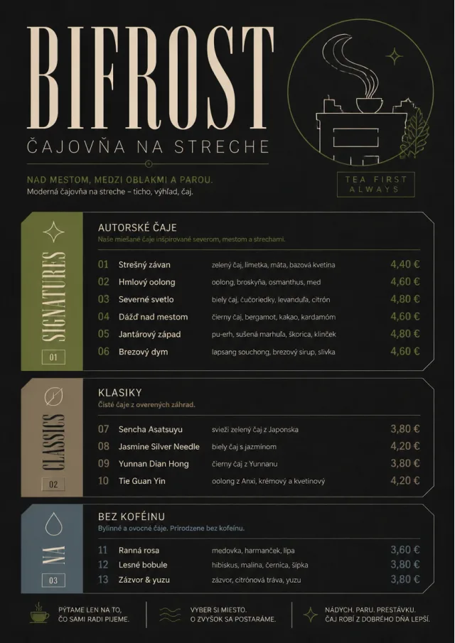 Mono Bar Minimal tea-menu menu template preview