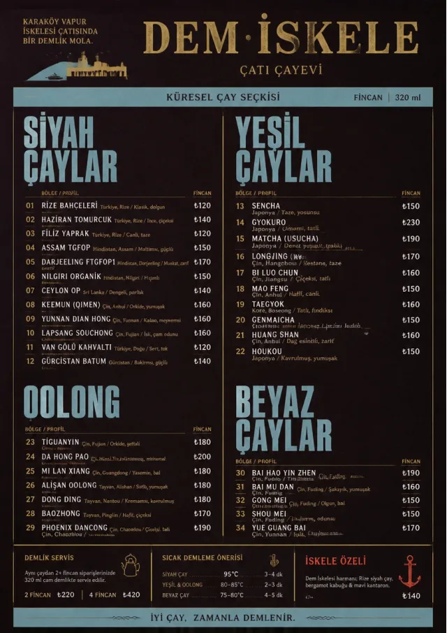 Editorial Cellar tea-menu menu template preview
