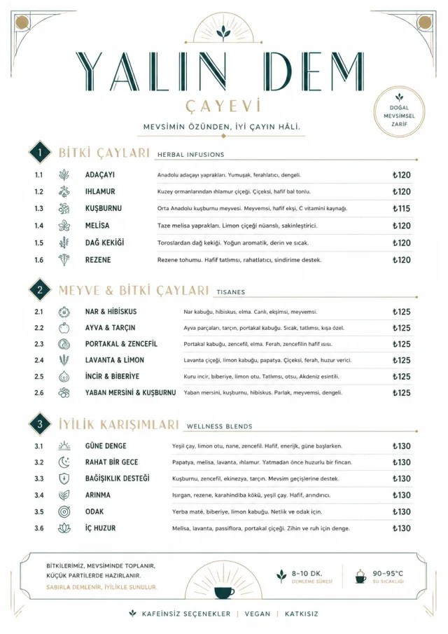 Modern Minimal Pour tea-menu menu template preview