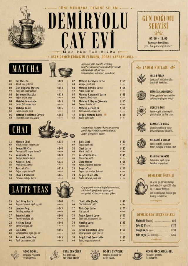 Heritage Taproom tea-menu menu template preview
