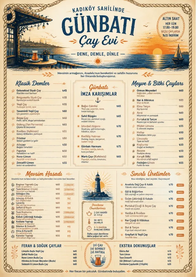 Coastal Sunset tea-menu menu template preview