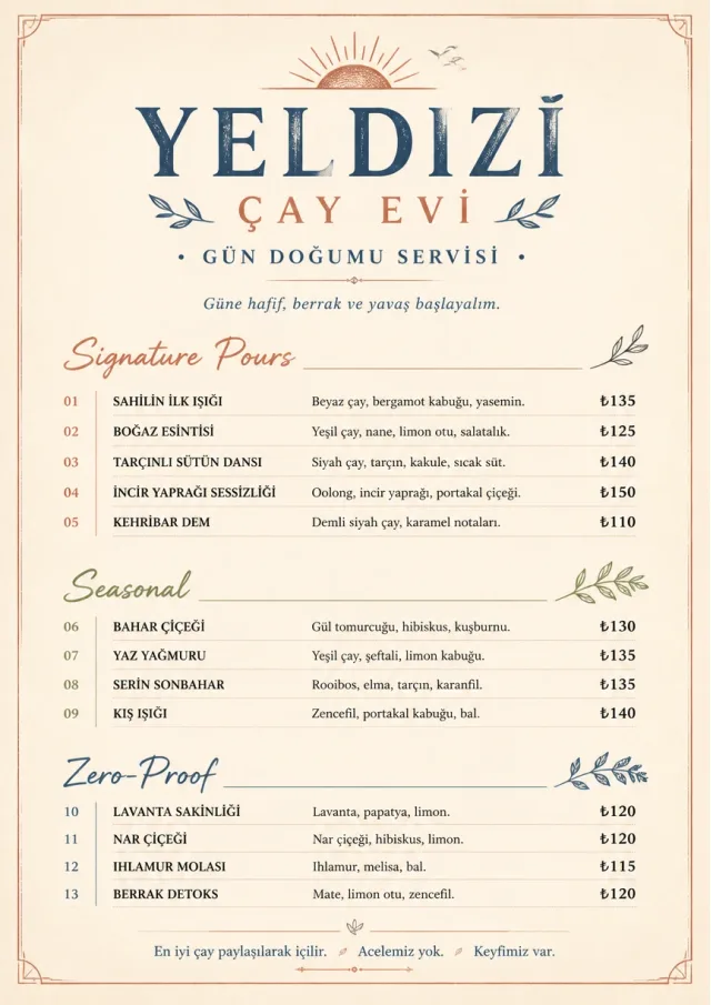 Boutique Pour Card tea-menu menu template preview