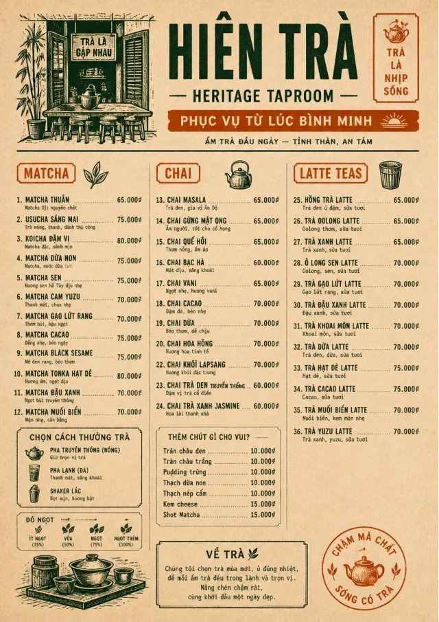 Heritage Taproom tea-menu menu template preview