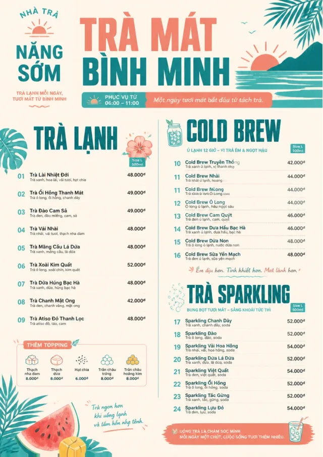 Tropical Refresh tea-menu menu template preview