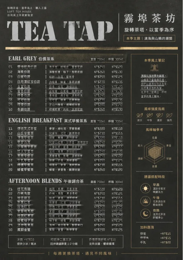 Industrial Craft tea-menu menu template preview