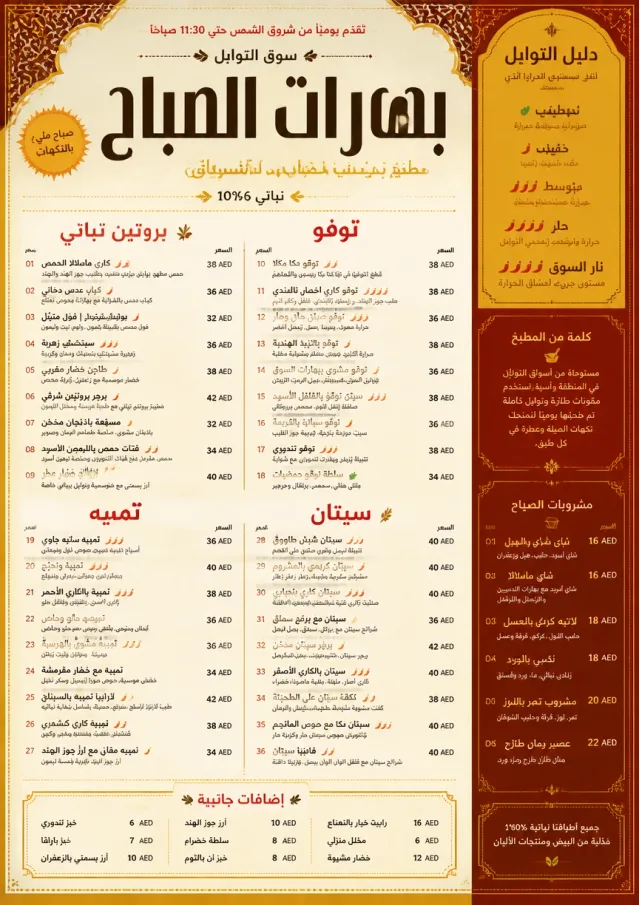 Spice Market Bold vegetarian-menu menu template preview