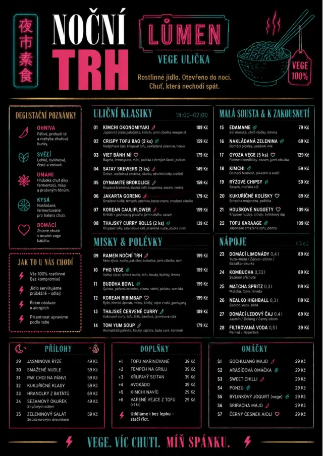 Night Market Neon vegetarian-menu menu template preview