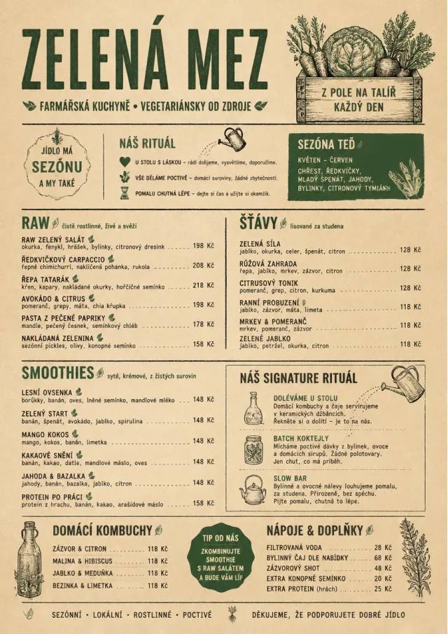 Farm Table Rustic vegetarian-menu menu template preview