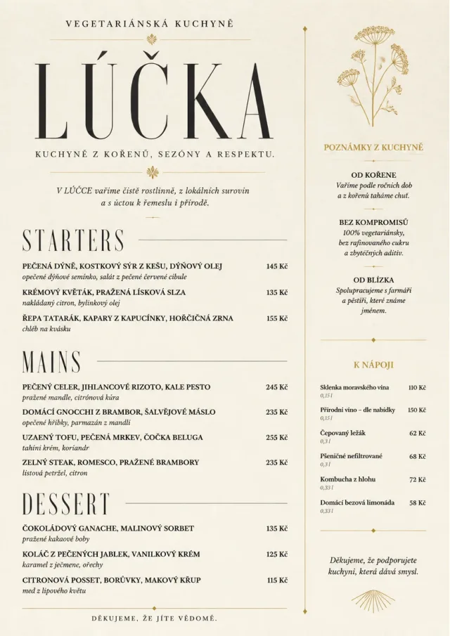 Chef Carte Brève vegetarian-menu menu template preview