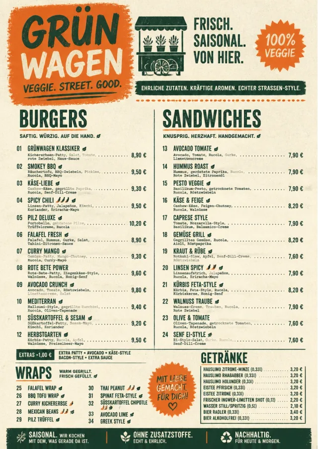 Street Stall Energy vegetarian-menu menu template preview