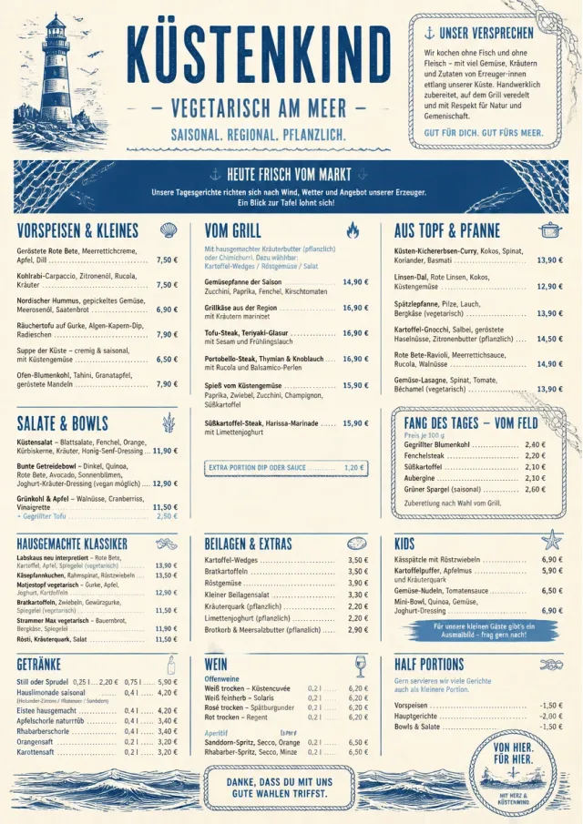 Coastal Regional vegetarian-menu menu template preview