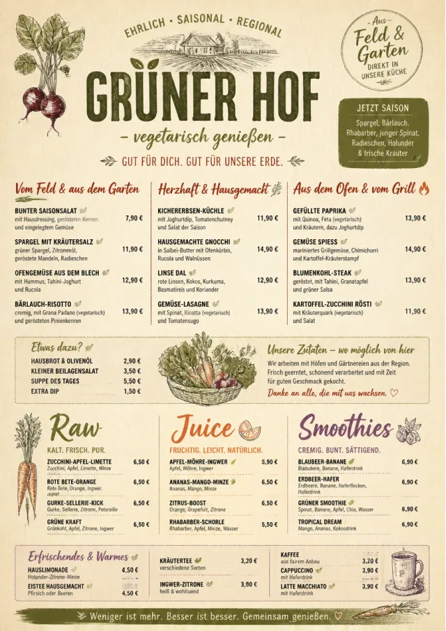 Farm Table Rustic vegetarian-menu menu template preview