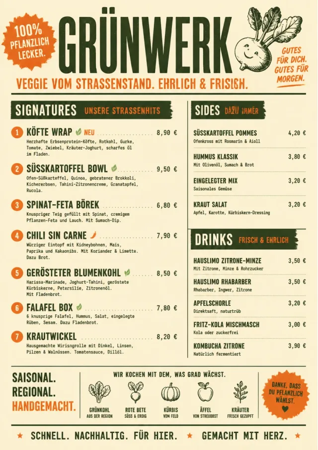 Street Stall Flyer vegetarian-menu menu template preview