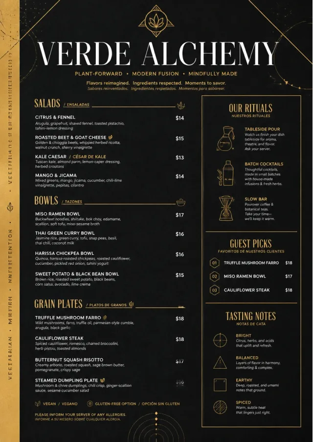 Modern Fusion vegetarian-menu menu template preview