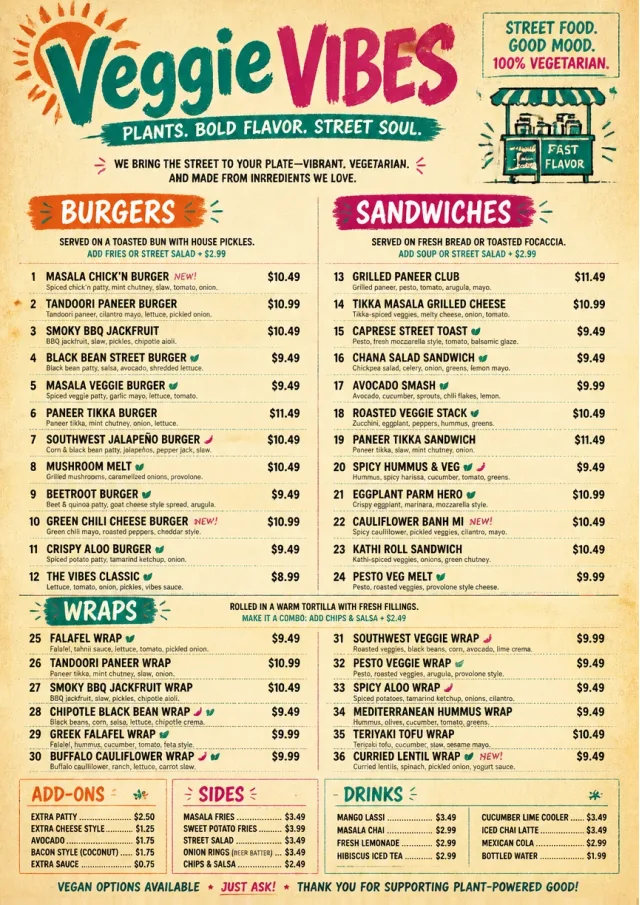 Street Stall Energy vegetarian-menu menu template preview