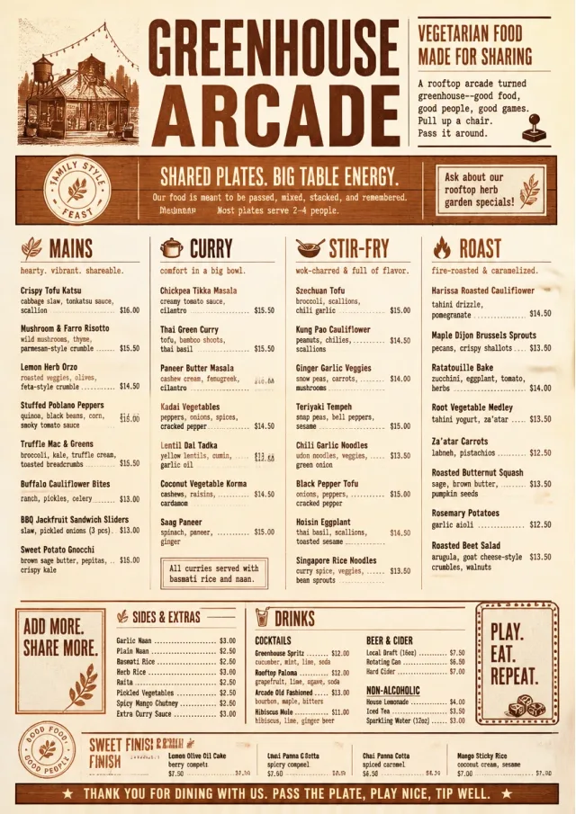 Family Style Feast vegetarian-menu menu template preview