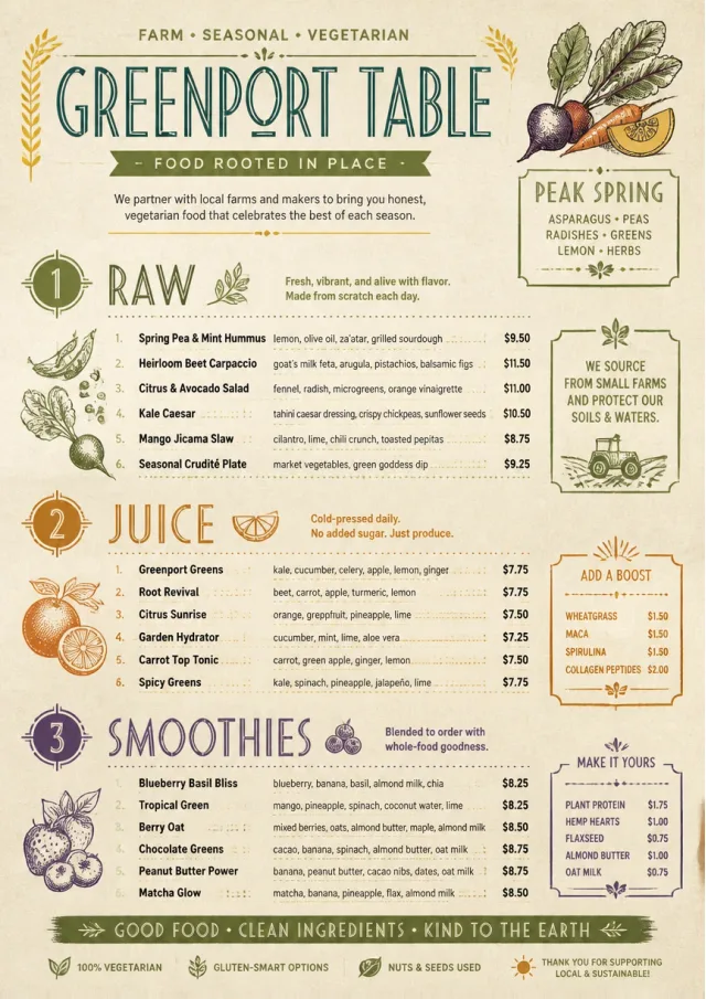 Farm Table Rustic vegetarian-menu menu template preview
