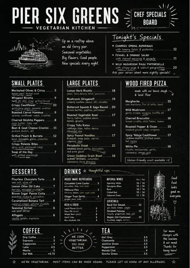 Chef Specials Board vegetarian-menu menu template preview