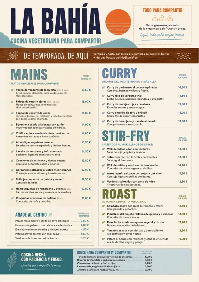Family Style Feast vegetarian-menu menu template preview