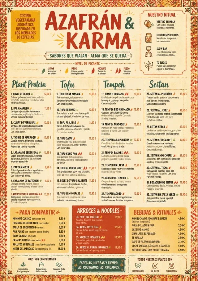 Spice Market Bold vegetarian-menu menu template preview